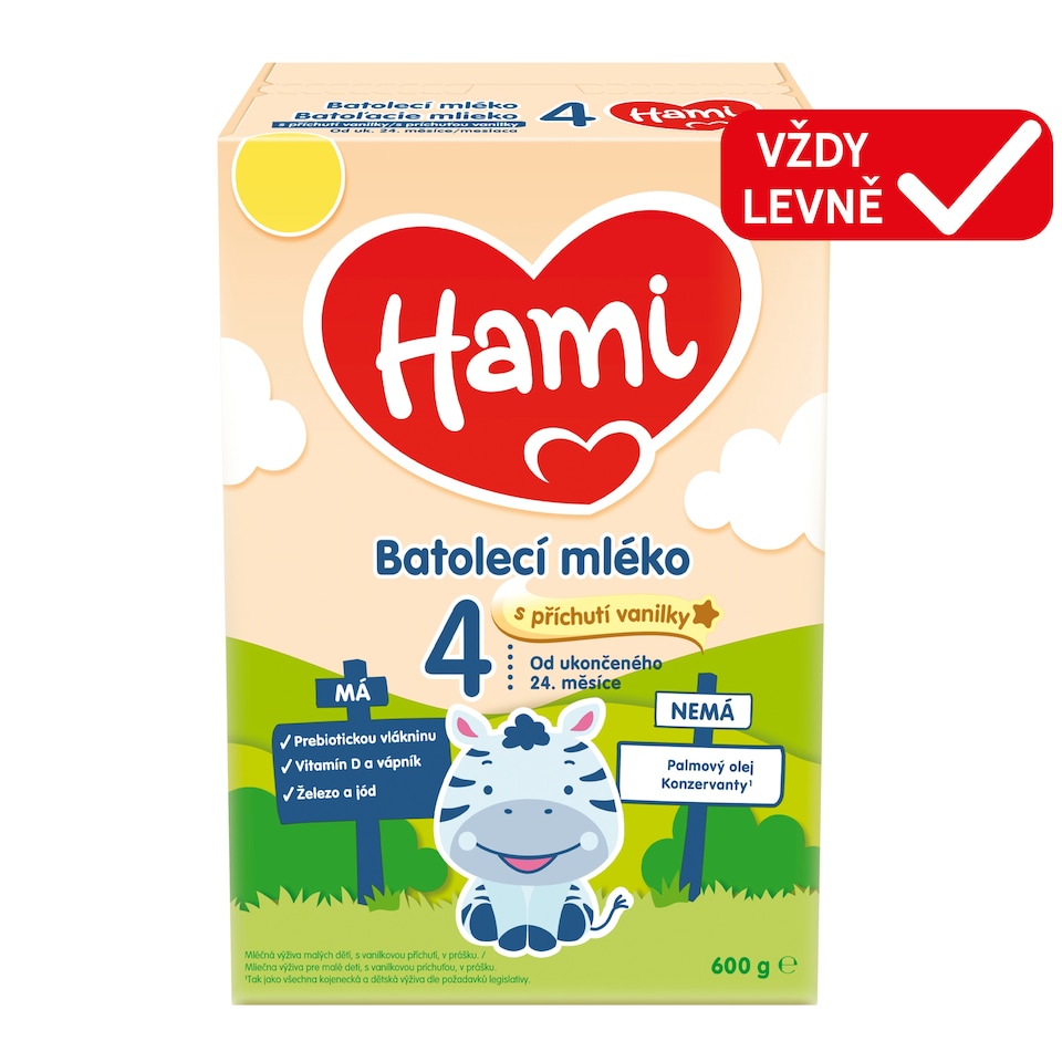 Obrázek 1 pro produkt HAMI 4 batolecí mléko s příchutí vanilky 600g