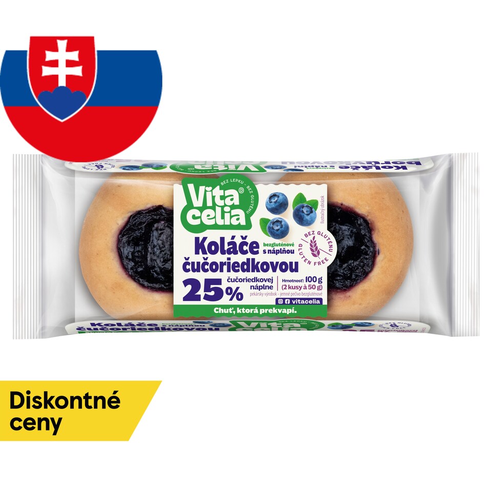 Vitacelia Gluten-Free Cakes with Blueberry Filling 2 x 50 g (100 g)