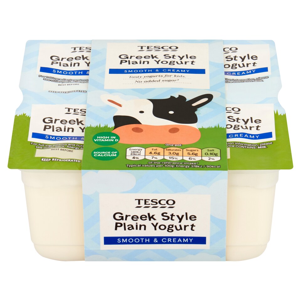 Tesco Greek Style Plain Yogurt 4 x 90g