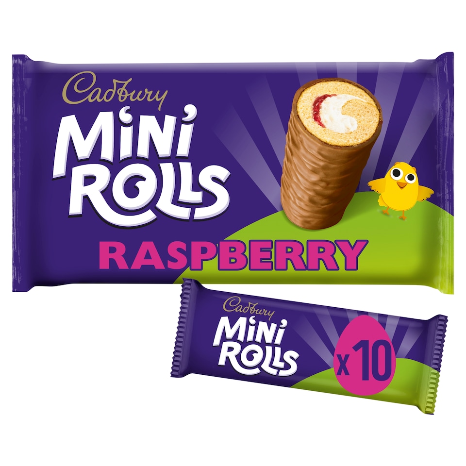 Cadbury Raspberry Chocolate Mini Rolls Cakes 10 Pack