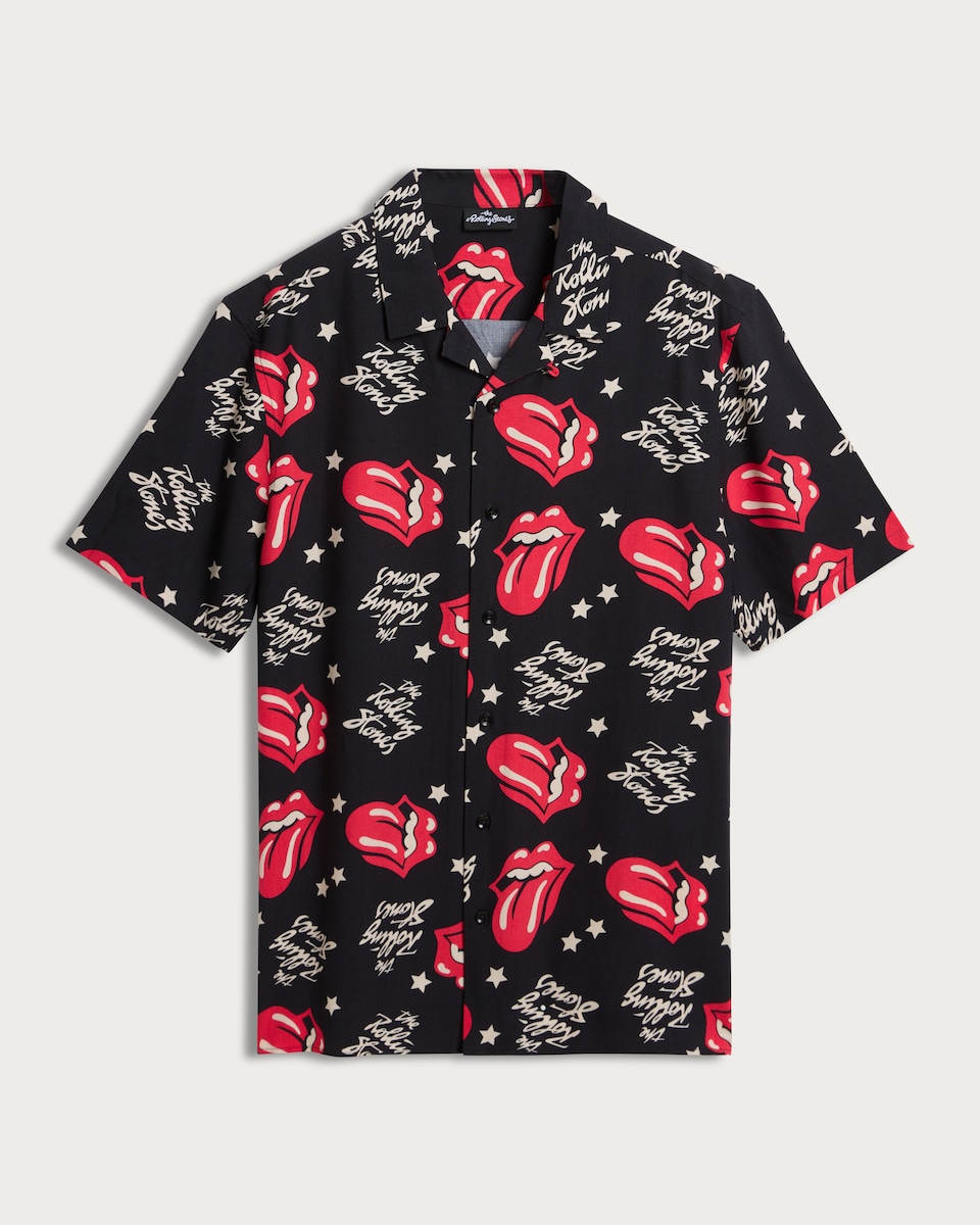 image 1 of Rolling Stones Tongue Print Shirt in Black