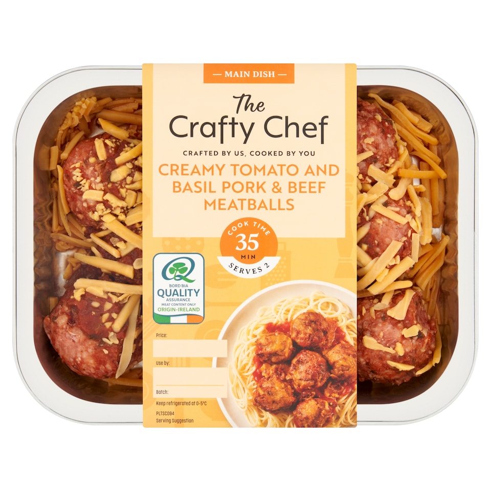 The Crafty Chef Creamy Tomato and Basil Irish Pork & Beef Meatballs 470g