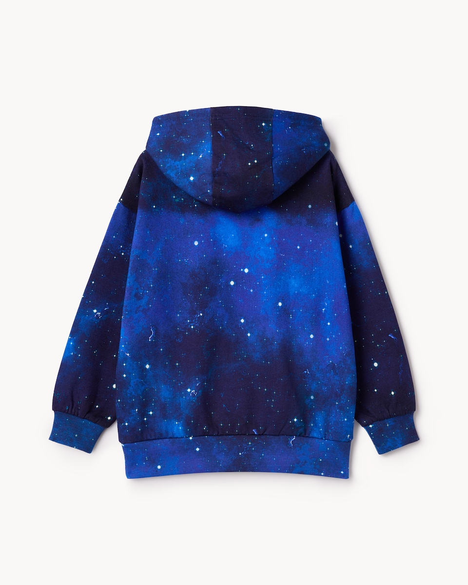 image 1 of Hype Cotton Rich Slogan Hoodie in Multi Blue