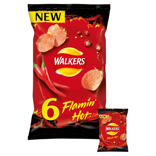 image 1 of Walkers Flamin Hot Crisps 6X25g