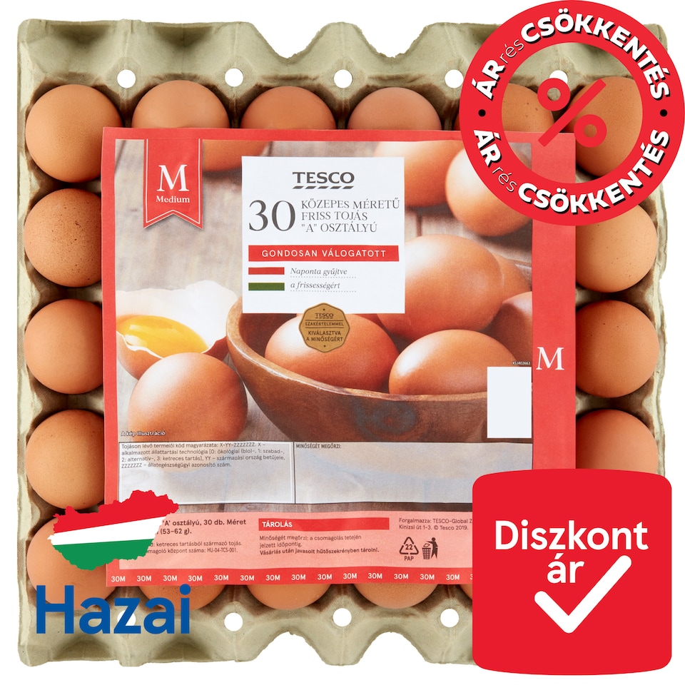 Tesco "A" Class Medium Size Fresh Egg M 30 pcs
