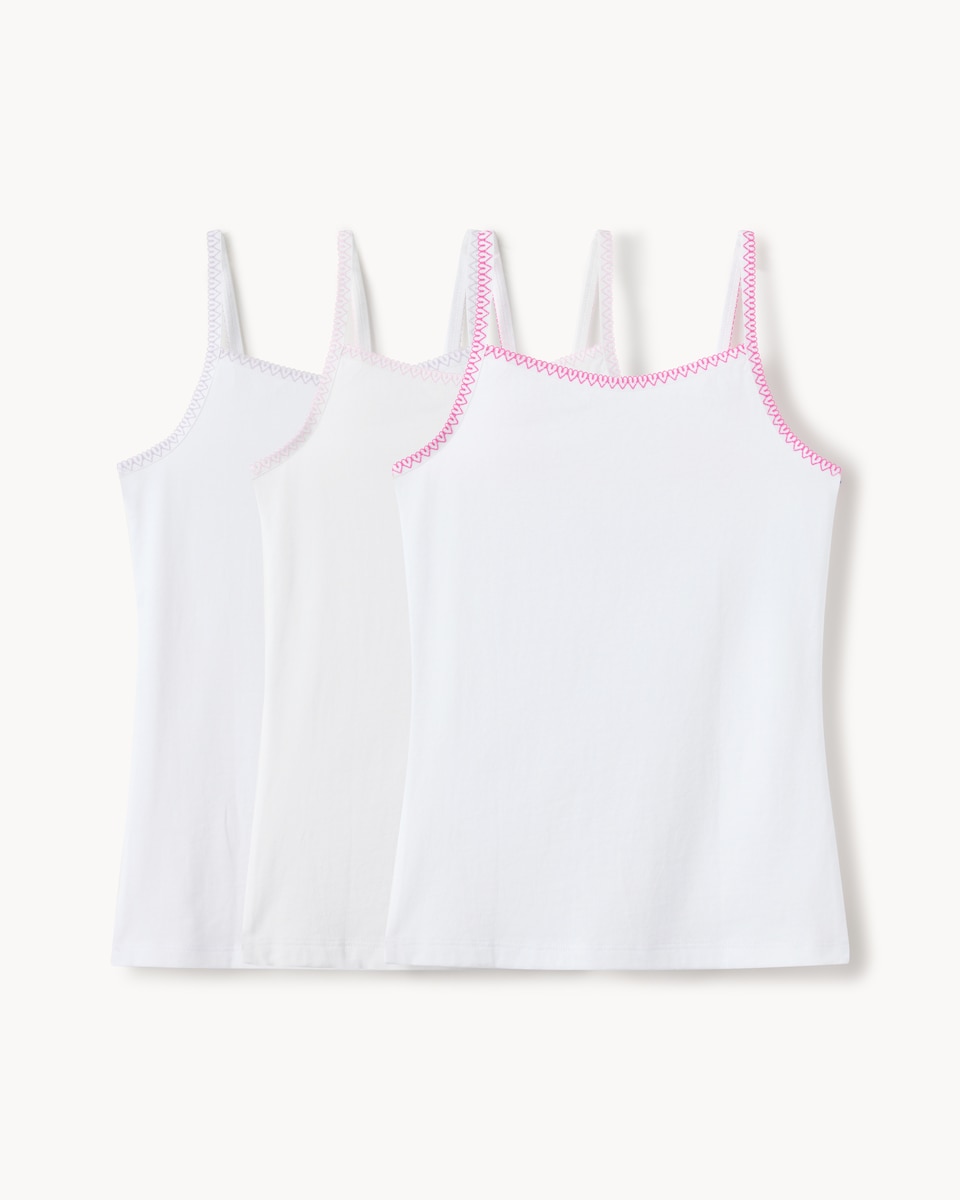 image 1 of F&F Girls 3-Pack Pure Cotton Cami Vests in White