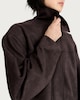 image 3 of F&F Faux Suede Bubble Hem Zip Up Jacket in Brown