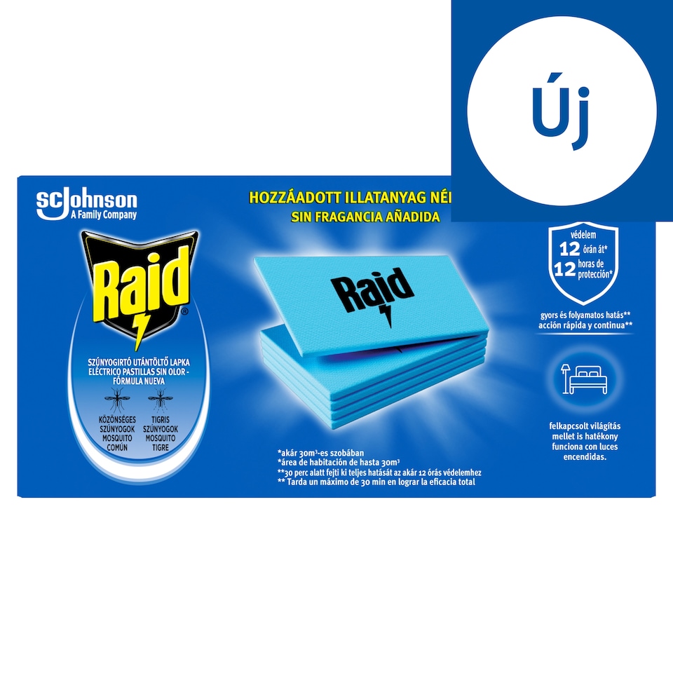 Raid illatmentes szúnyogirtó lapka utántöltő 30 x 0,74 g