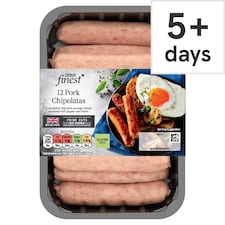 Tesco Finest 12 Pork British Chipolatas 375G