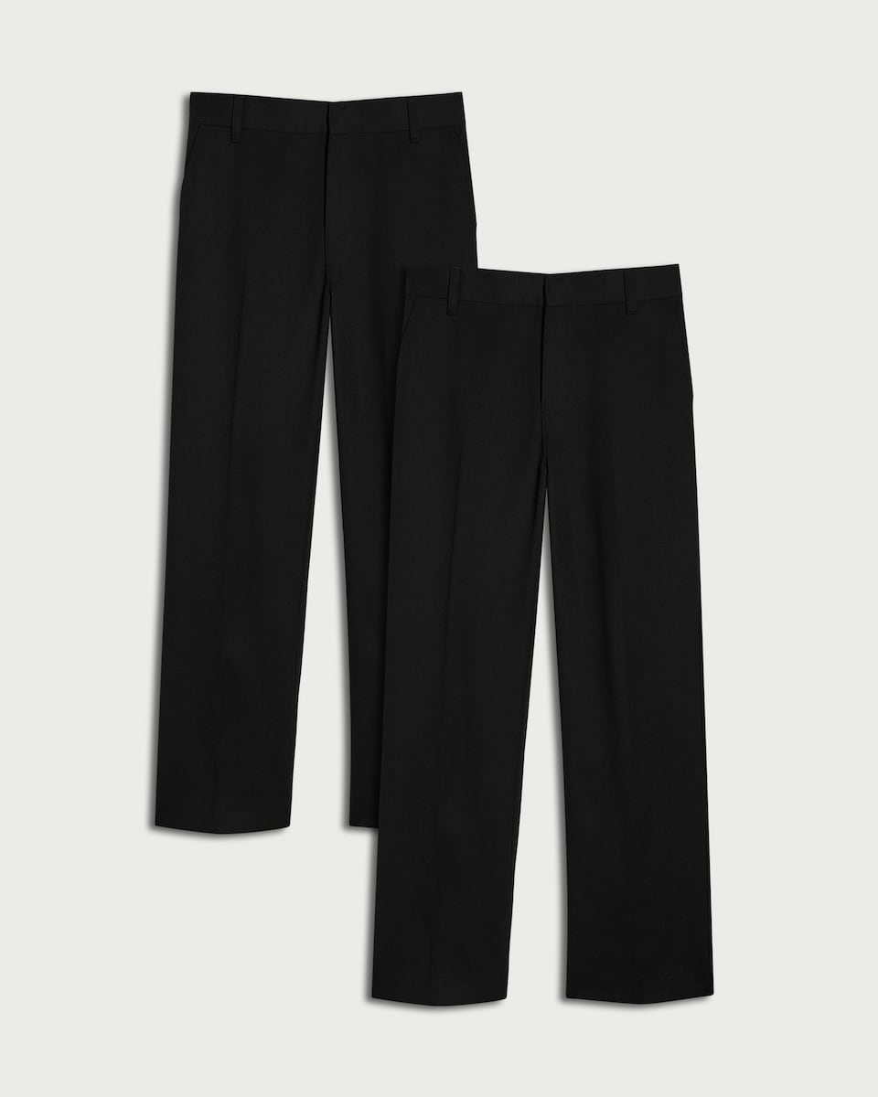 image 1 of F&F Boys School 2-Pack Dressing Made Easy Trousers in Black