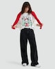 image 1 of Disney Mickey Mouse Winter Season Slogan Cotton Rich Sweatshirt in Cream