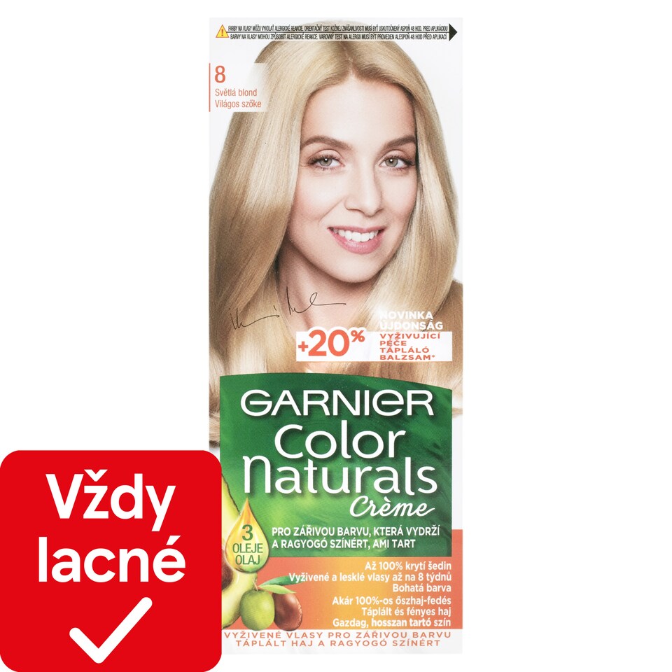 Garnier Color Naturals permanentná farba na vlasy 8 .0 Svetlá blond, 60 +40 +12 ml