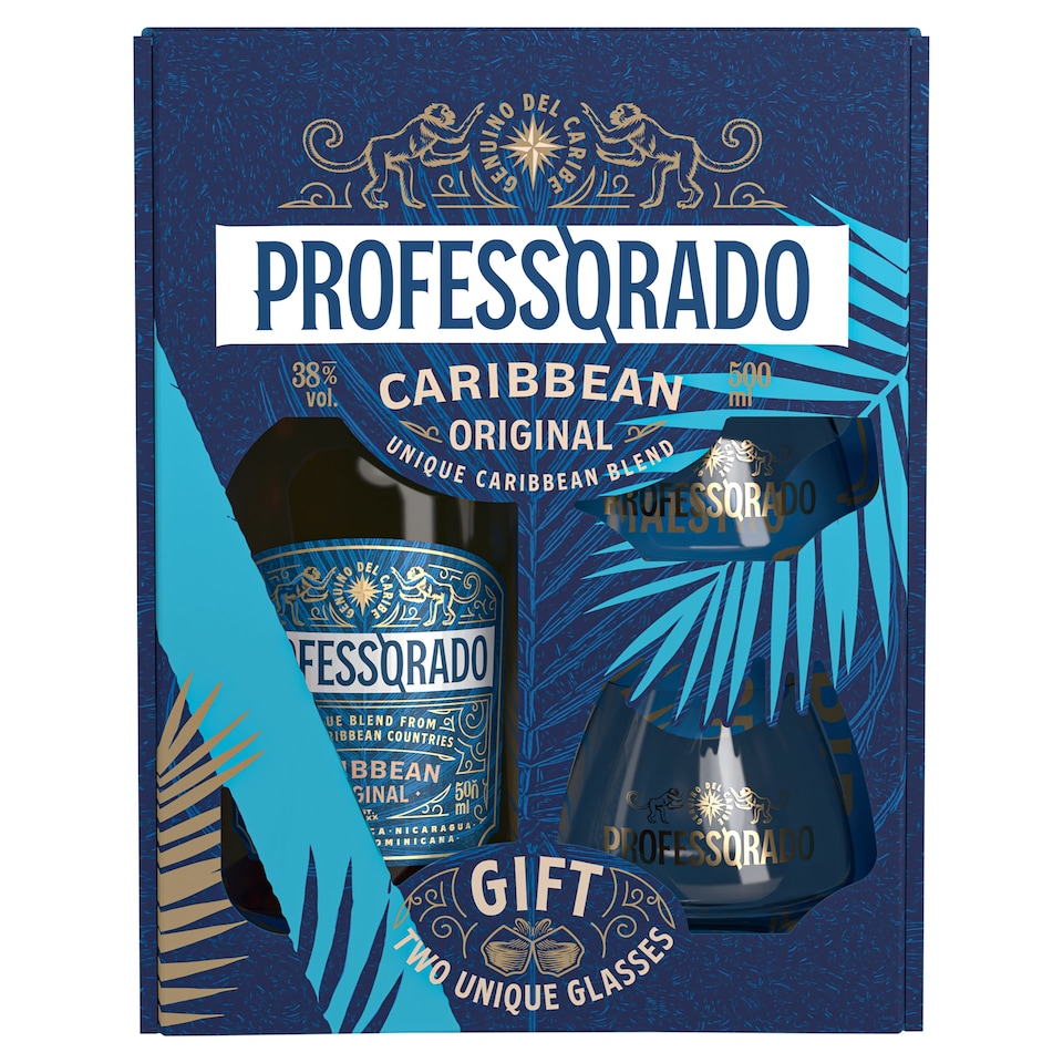 Professorado Caribbean Original 38% 500 ml + 2 Glasses