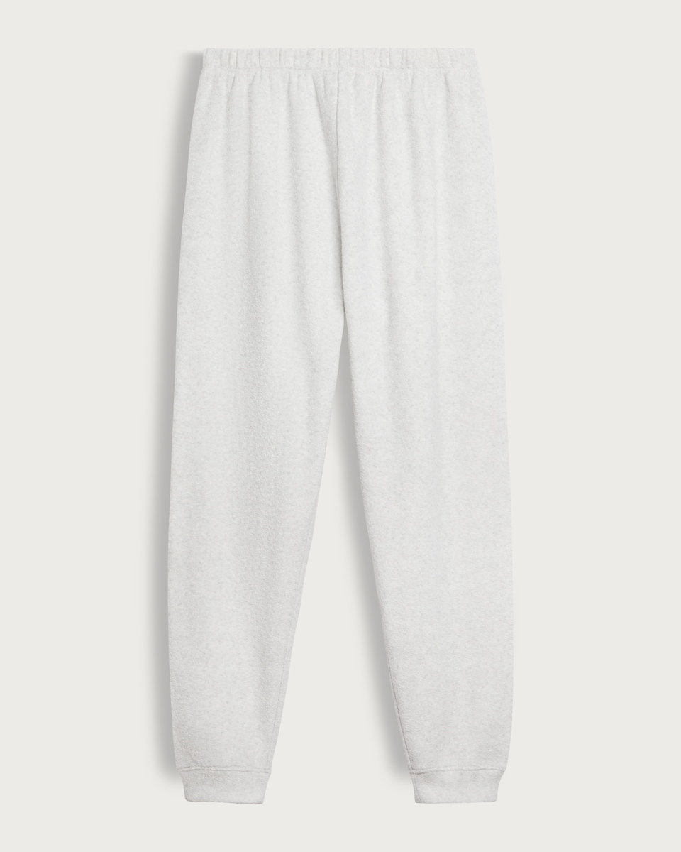 image 1 of F&F Towelling Textured Elasticated Cuffed Pyjama Bottoms in Grey