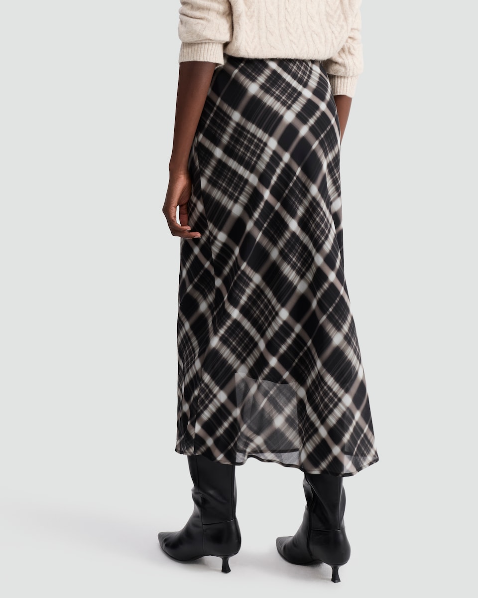 image 1 of The F&F Edit Check Print Midi Skirt in Multi Black White