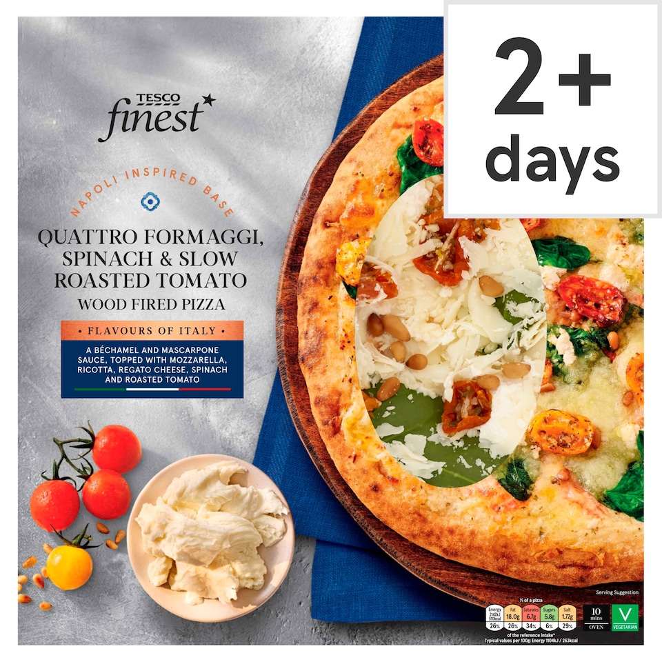 Finest Quattro Formaggi, spinach & slow roasted tomato pizza