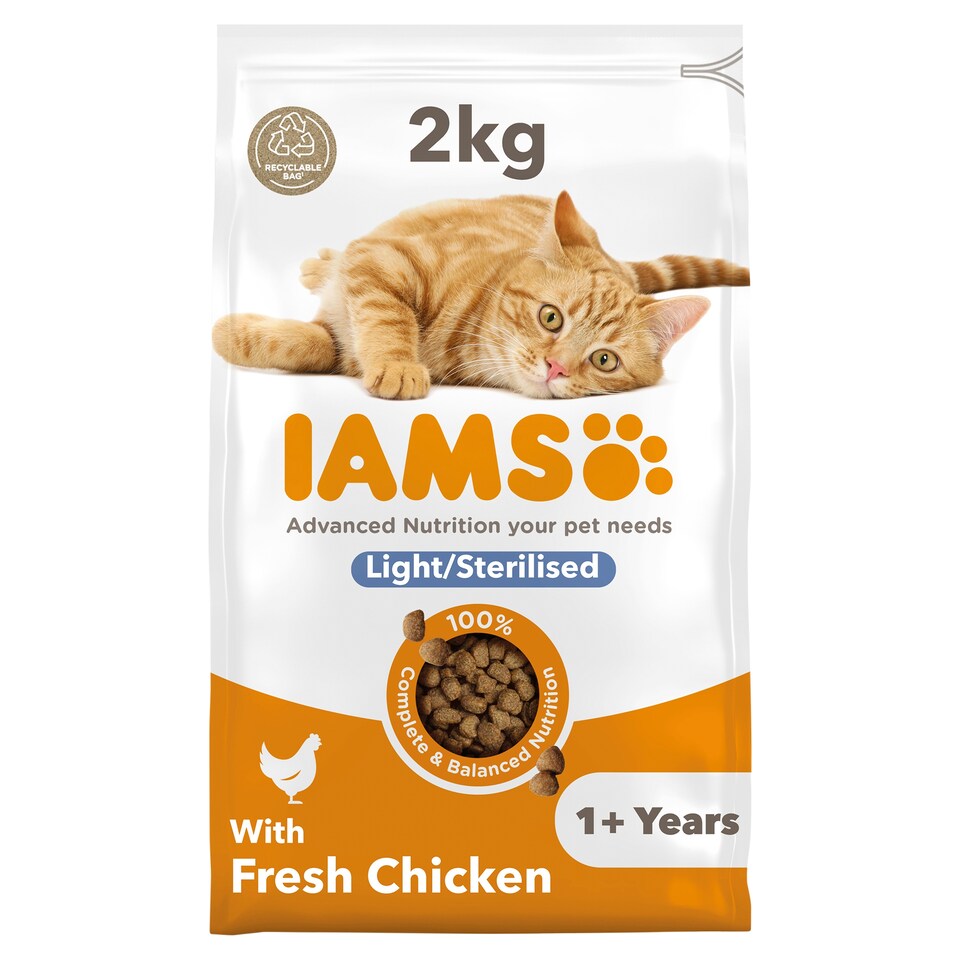 image 1 of Iams Cat Food Adult Light In Fat With Chicken 2Kg