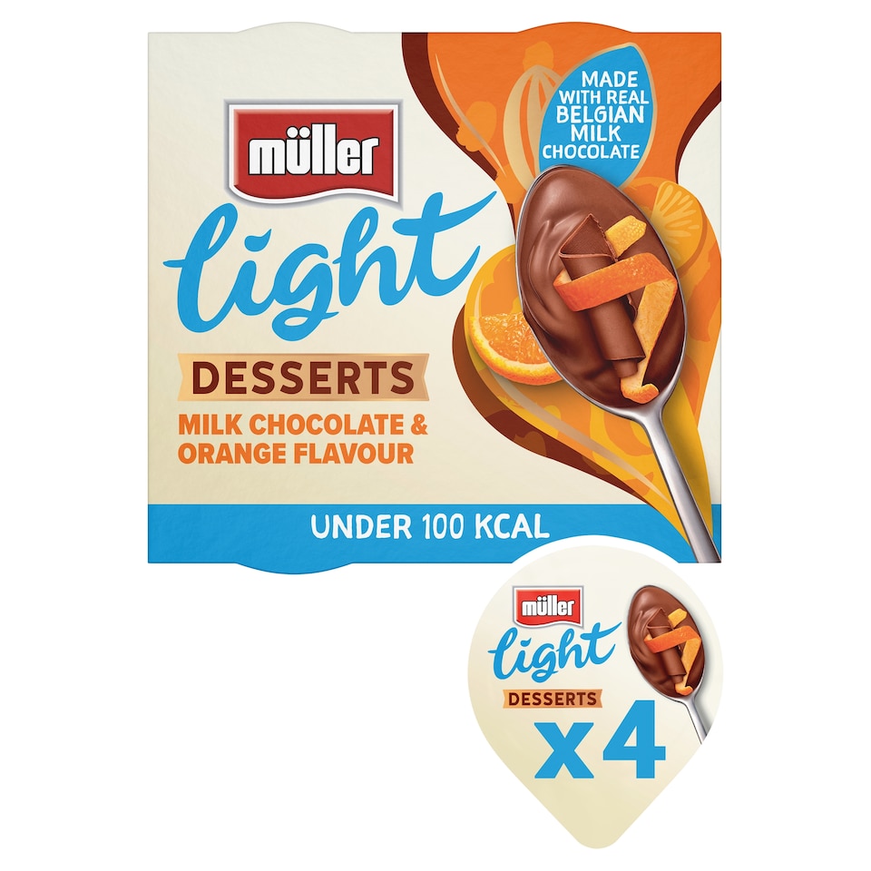 image 1 of Mullerlight Desserts Milk Chocolate & Orange flavour 4x90g
