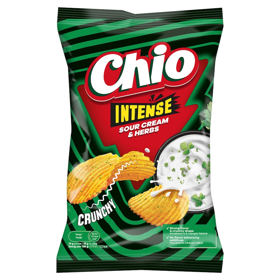 Chio Intense tejfölös-fűszernövényes ízű burgonyachips 55 g