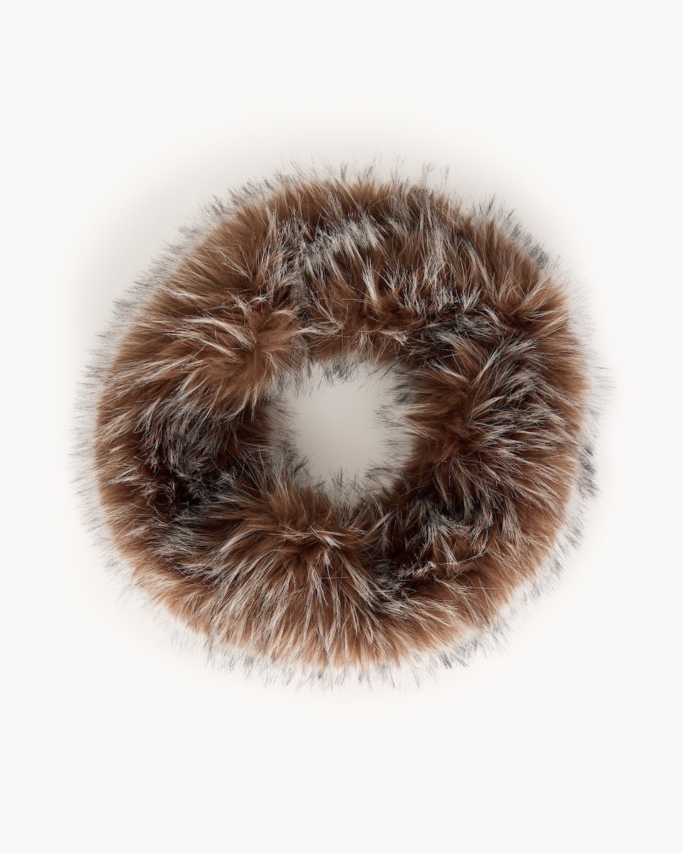 image 1 of F&F Faux Fur Snood in Brown