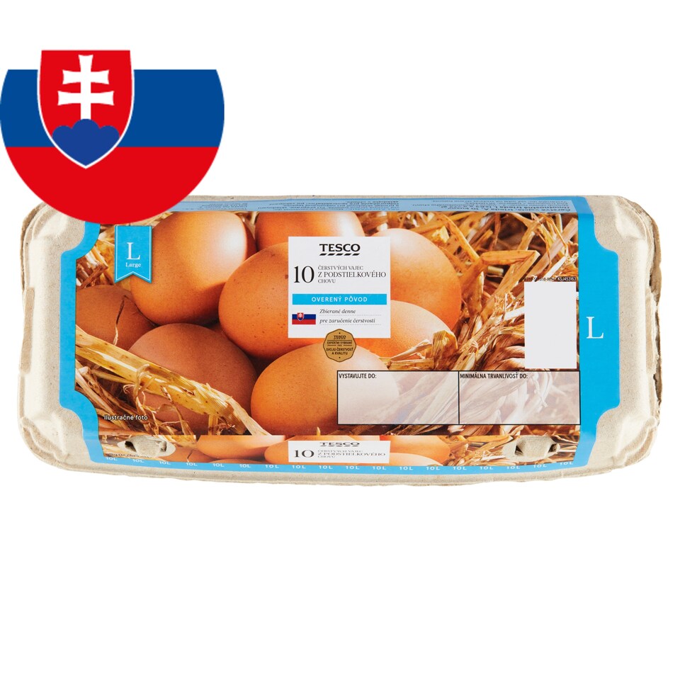 Tesco Čerstvé vajcia z podstielkového chovu L 10 ks