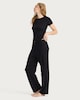 image 2 of F&F CoolEase™ Ribbed Wide Leg Drawstring Pyjama Bottoms in Black