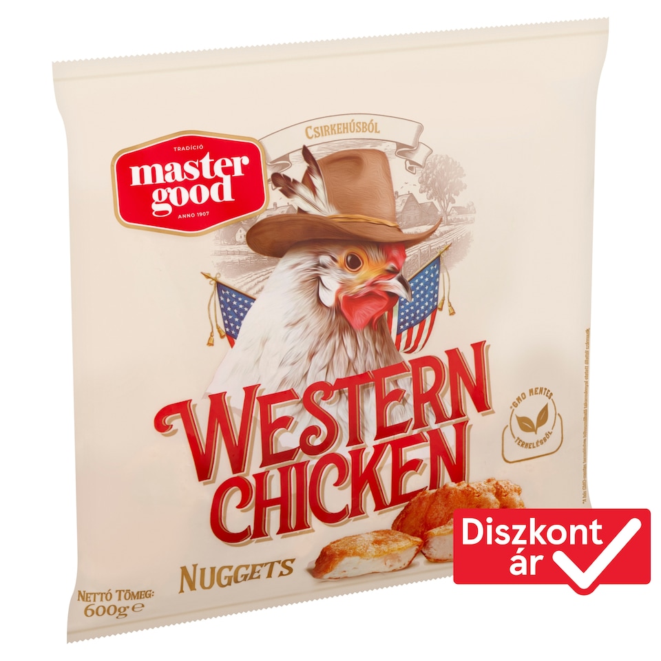 Master Good Western Chicken Nuggets gyorsfagyasztott elősütött csirkéből formázott termék 600 g