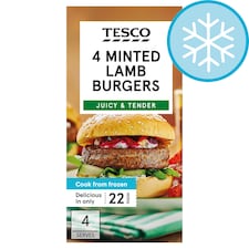 Tesco 4 Minted Lamb Burgers 454G