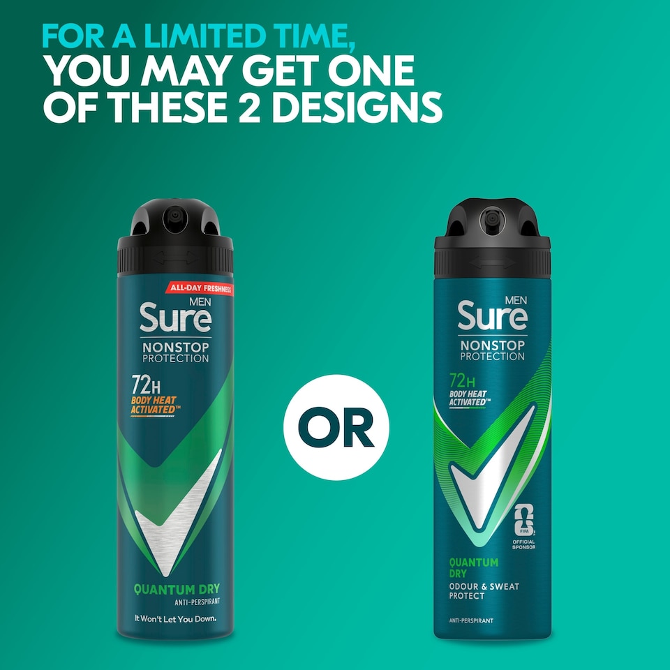 image 1 of Sure Men Quantum Dry 72h Nonstop Protection Antiperspirant Deodorant 150ml