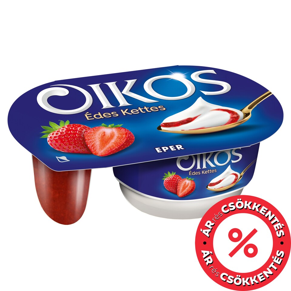 Danone Oikos Édes Kettes élőflórás édesített joghurt eperszósszal 118 g