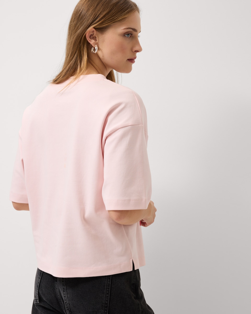 image 1 of Christmas Pure Cotton Sequin T-Shirt in Pink