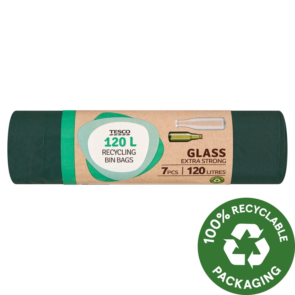 Tesco Glass Extra Strong Recycling Bin Bags 120 l pcs Tesco