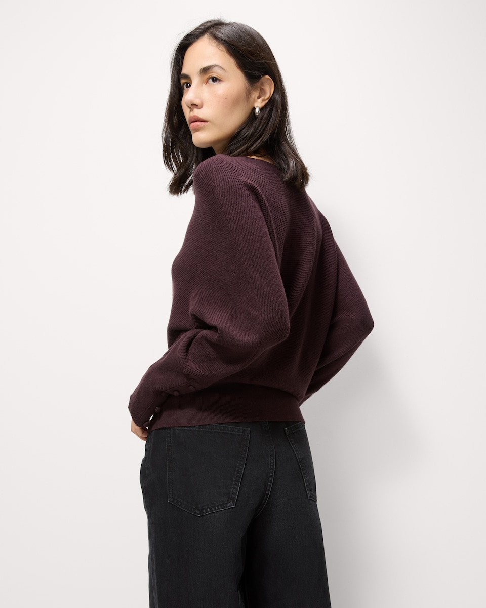 image 1 of F&F Batwing Knitted Jumper in Burgundy