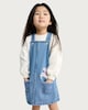 image 2 of F&F Girls 2-Piece Cotton Rich Embroidered Pocket Pinafore and Sweatshirt in Blue