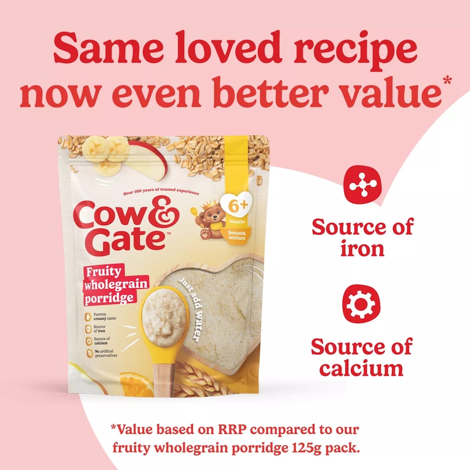 image 1 of Cow & Gate Fruity Wholegrain Porridge +6 Months 125G