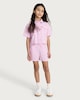 image 2 of F&F Girls 2-Piece Cotton Rich Striped Shirt and Shorts Set in Pink