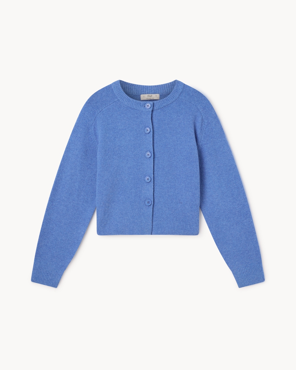 image 1 of F&F Crew Neck Cardigan in Blue
