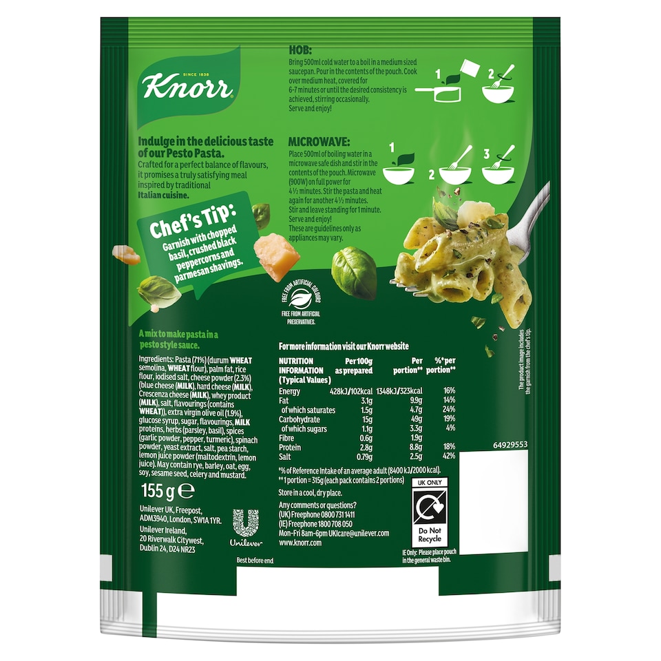 image 1 of Knorr Pastaria Pasta Pesto 155G