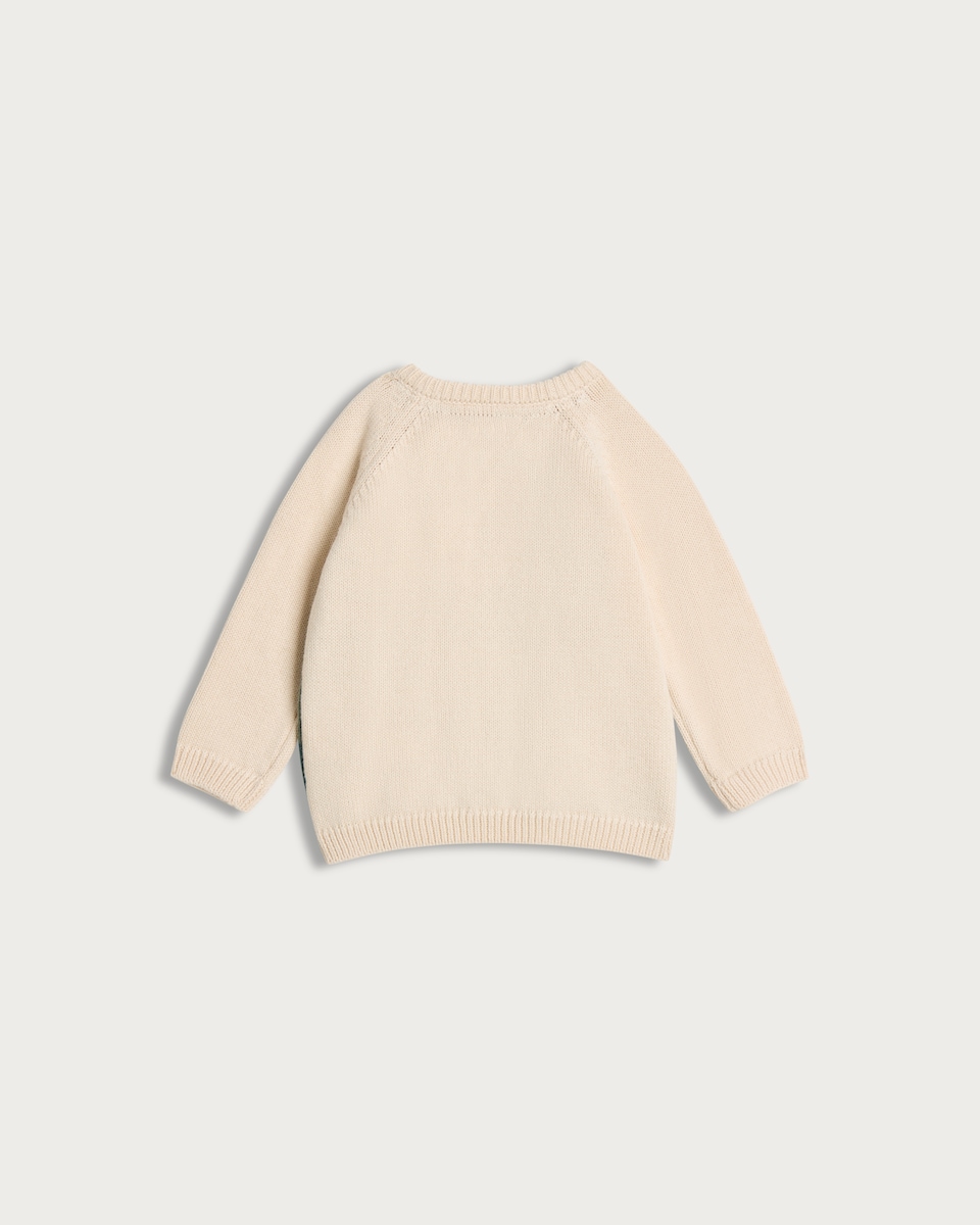 image 1 of F&F Baby Pure Cotton Woodland Animal Jumper in Green