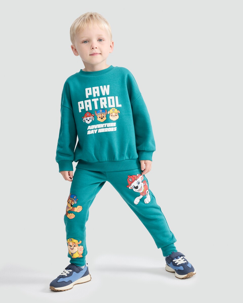 image 1 of Paw Patrol 2-Piece Cotton Rich Sweatshirt and Joggers Set in Green