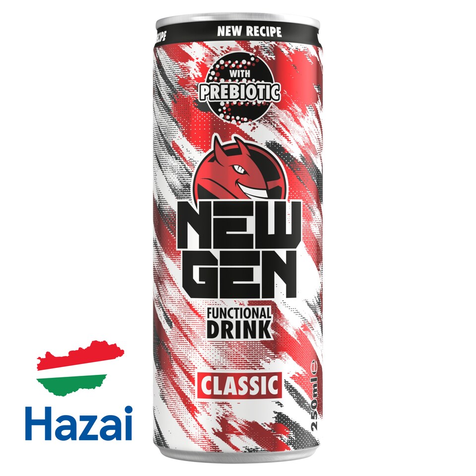 New Gen Classic tuttifruttiízű, koffeintartalmú, szénsavas, funkcionális ital 250 ml  1. kép