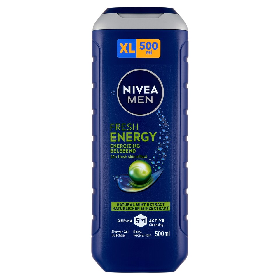image 1 of NIVEA MEN Fresh Energy Shower Gel for Body, Face, Hair 500 ml