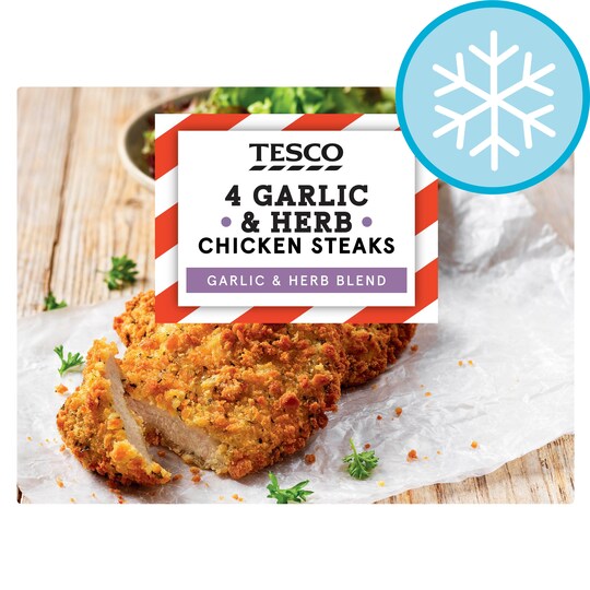 Tesco 4 Garlic & Herb Chicken Steaks 380G Tesco Groceries