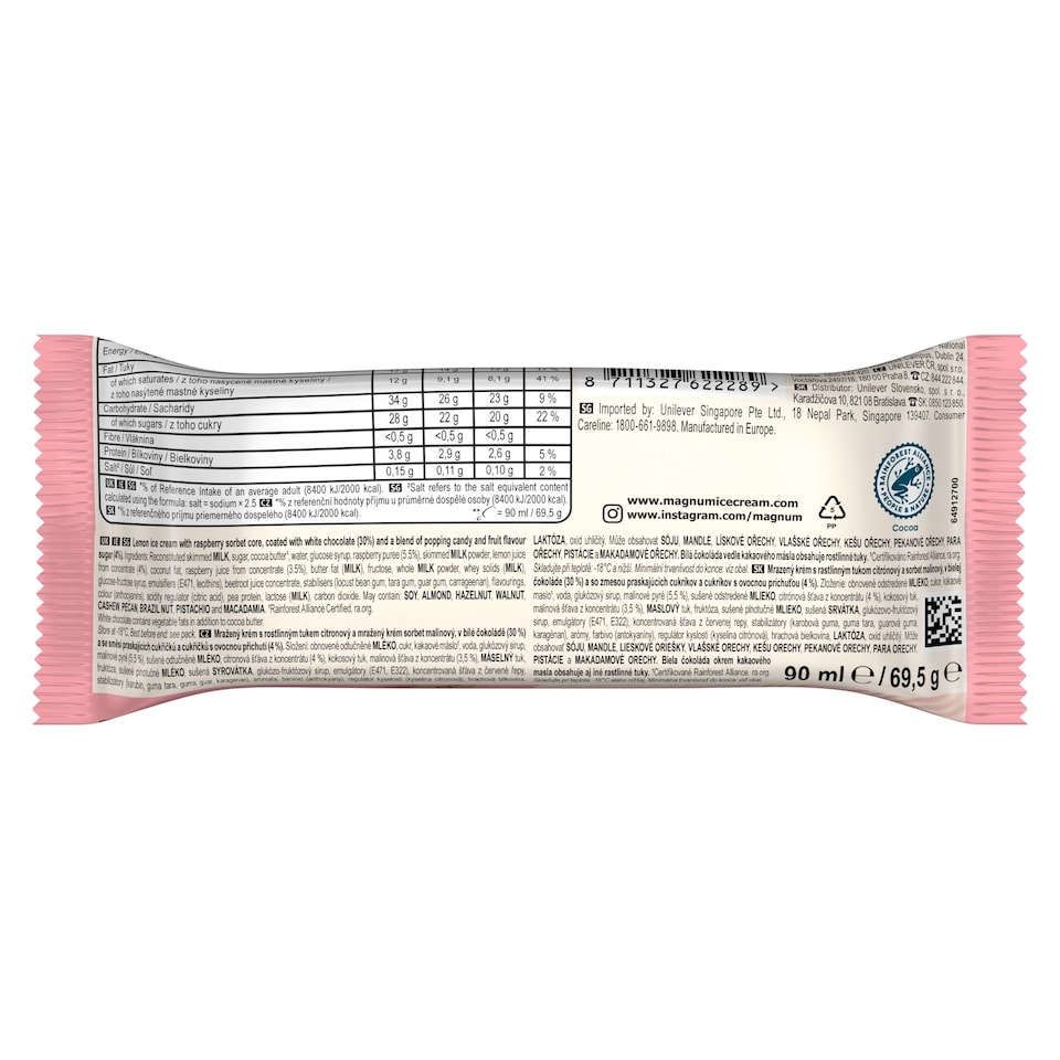 image 1 of Magnum Euphoria White Chocolate, Pink Lemonade Ice Cream Stick 90ml