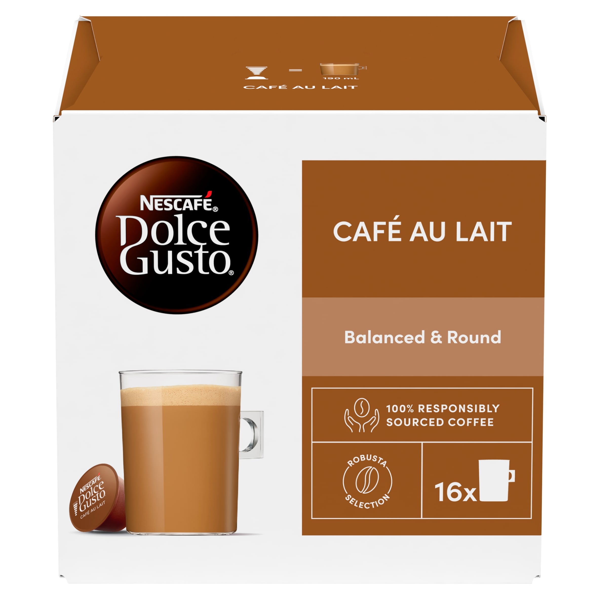 Nescafe Dolce Gusto Cafe Au Lait Coffee Pods x16 160g