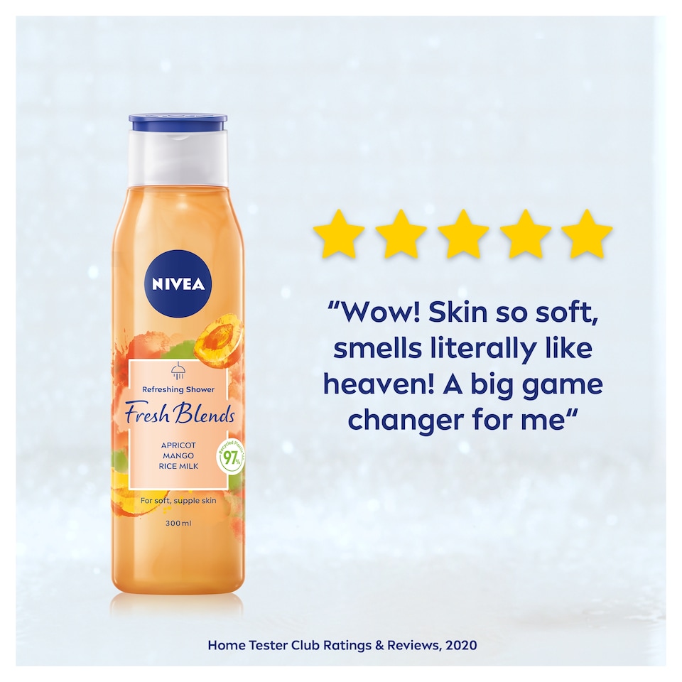 image 1 of Nivea Shower Fresh Blends Apricot Mango Rice Milk 300Ml