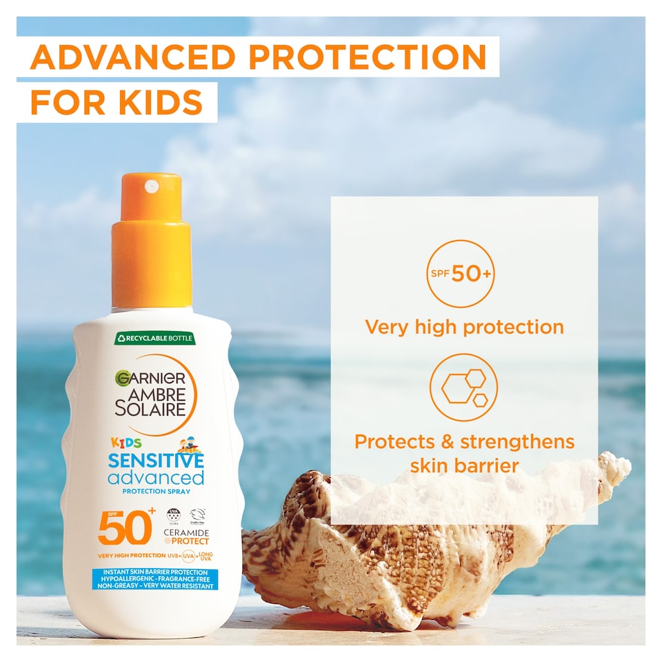 image 1 of Garnier Ambre Solaire Sensitive Advanced Kids Spray Spf50+ 150Ml