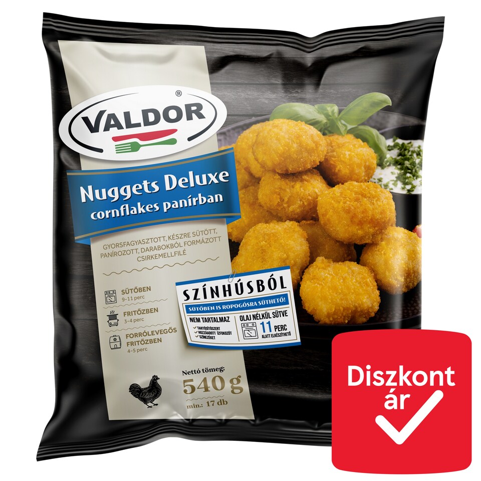 Valdor Nuggets Deluxe Quick-Frozen Ready-Fried Chicken Breast Fillets in Corn Flakes Bread 540 g