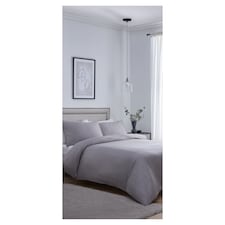 West Park Hotel Grey Satin Check Duvet Set Superking