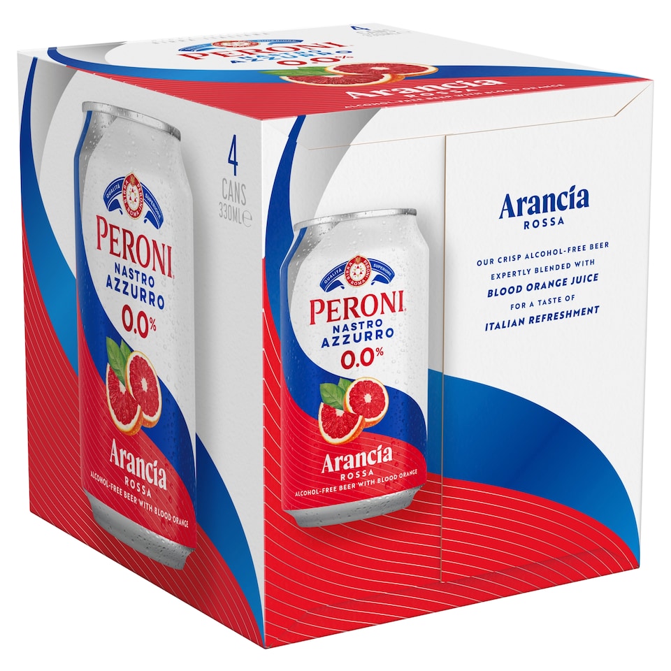 Peroni 0.0% Blood Orange Alcohol Free Beer Cans 4x330ml